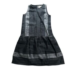 ACE & JIG Striped Sleeveless Mini Shift Dress Small Gray Black Sheer Organza